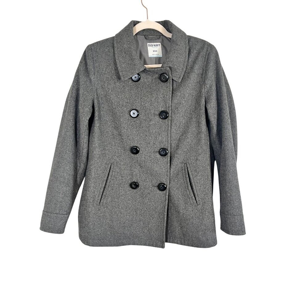 Retro Wool Peacoat M Gray‎ Neutral Minimalist Classic Chic Preppy Winter Festive
